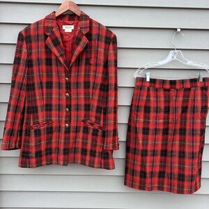Plaid Wool Skirt Blazer Set STEILMANN Size 12